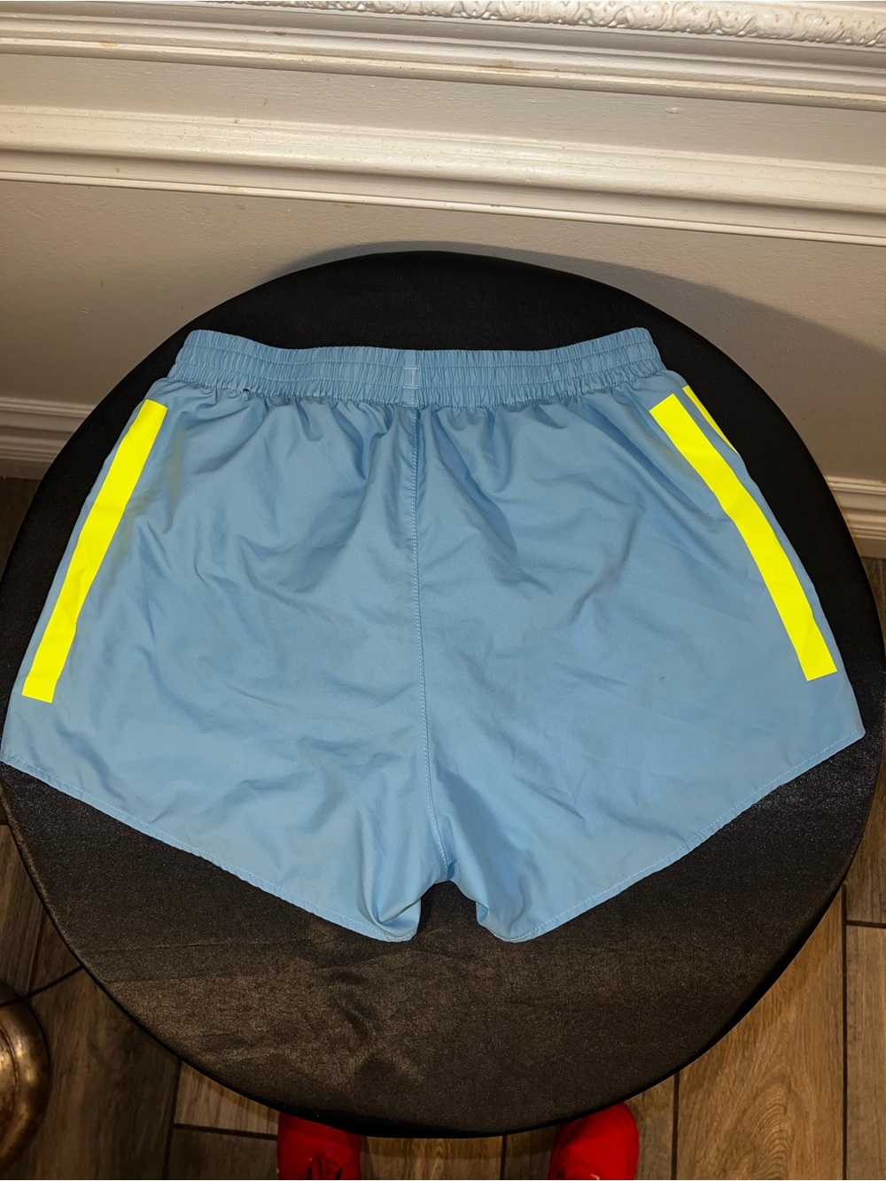 adidas Light Blue Athletic Shorts with Neon Yellow Accents size medium - Picture 8 of 10